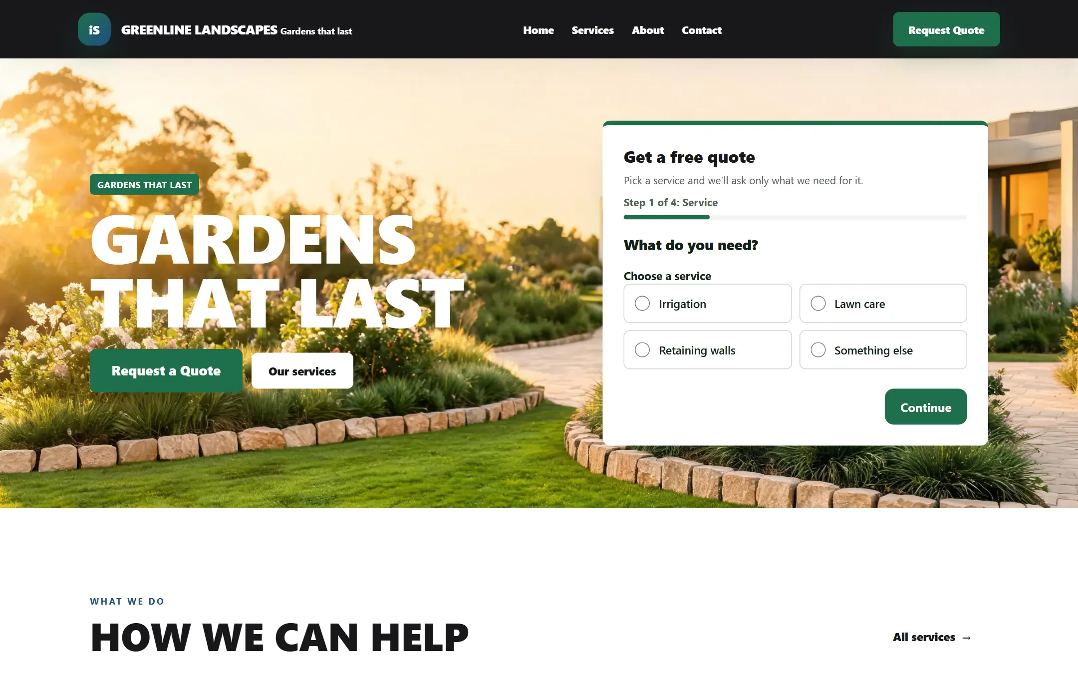 The Tradie website theme for a landscaping business